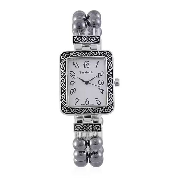 Terahertz Beaded Japanese Movement Stretch Bracelet Square Shape Watch New
